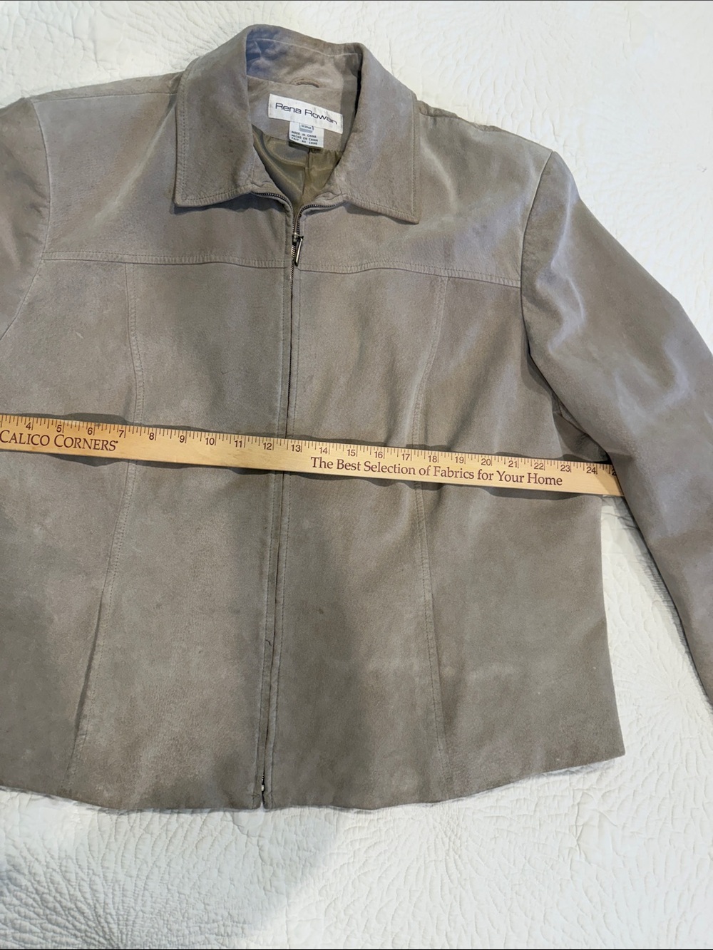 Rena Rowan Taupe Suede Zip-Front Jacket- genuine leather- rarely worn